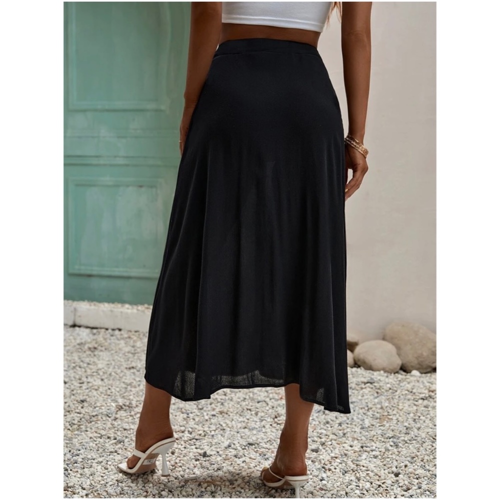 Boho Button up Work Office Casual Maxi Skirt - Picture 5 of 5